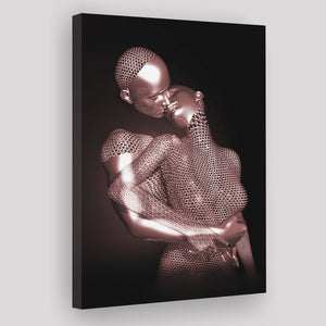 3D Effect Art The Hug Love II Luxury Pink Gold Canvas Prints Wall Art - Painting Canvas, Wall Decor, Home Decor, Prints for Sale