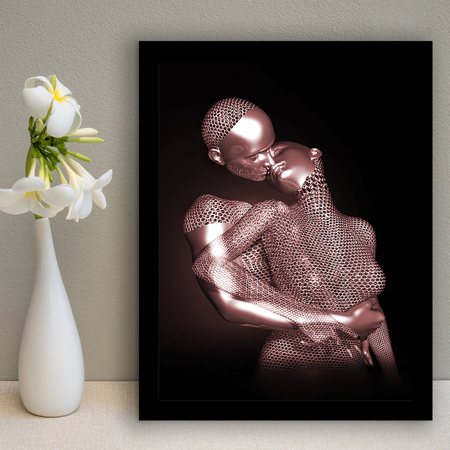3D Effect Art The Hug Love II Luxury Pink Gold Framed Art Prints Wall Decor - Painting Prints, Wall Art, Home Decor, Prints for Sale