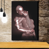 3D Effect Art The Hug Love II Luxury Pink Gold Canvas Prints Wall Art - Painting Canvas, Wall Decor, Home Decor, Prints for Sale