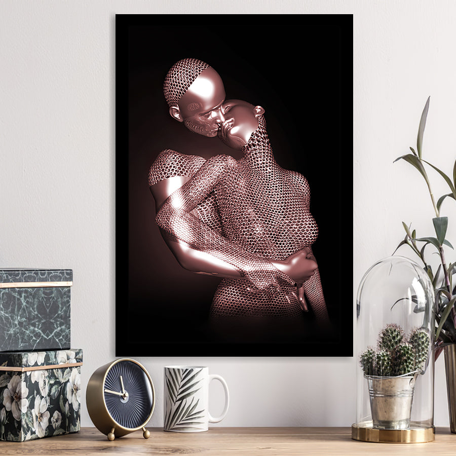 3D Effect Art The Hug Love II Luxury Pink Gold Framed Art Prints Wall Decor - Painting Prints, Wall Art, Home Decor, Prints for Sale