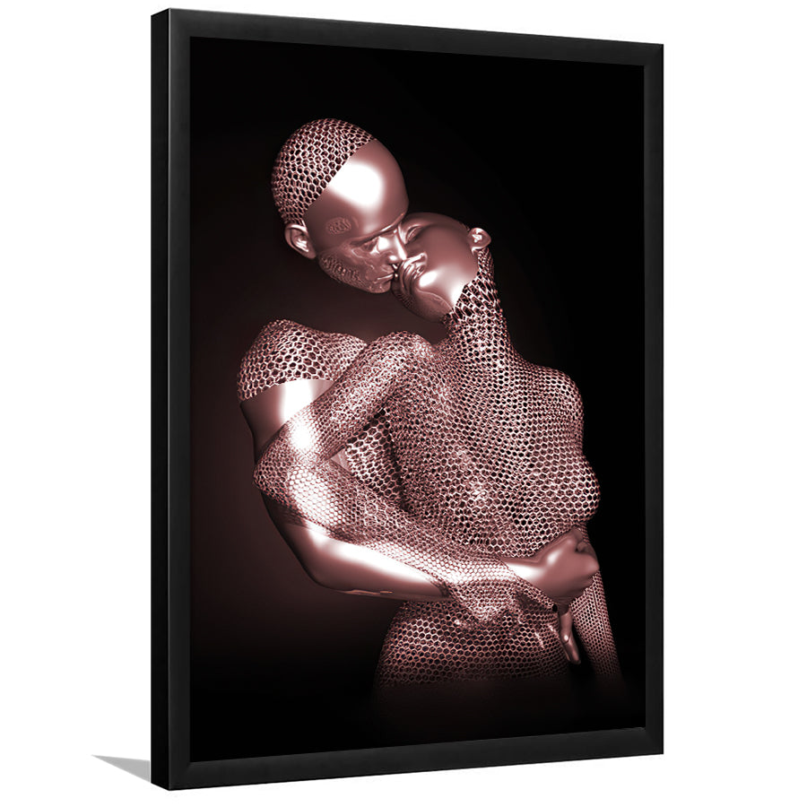 3D Effect Art The Hug Love II Luxury Pink Gold Framed Art Prints Wall Decor - Painting Prints, Wall Art, Home Decor, Prints for Sale