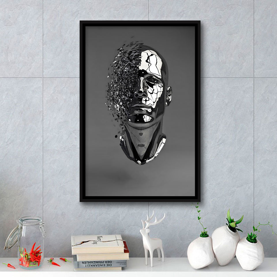 3D Effect Art Abstract Face V1 Framed Canvas Prints Wall Art - Painting Canvas, Floating Frame, Painting Prints, For Sale