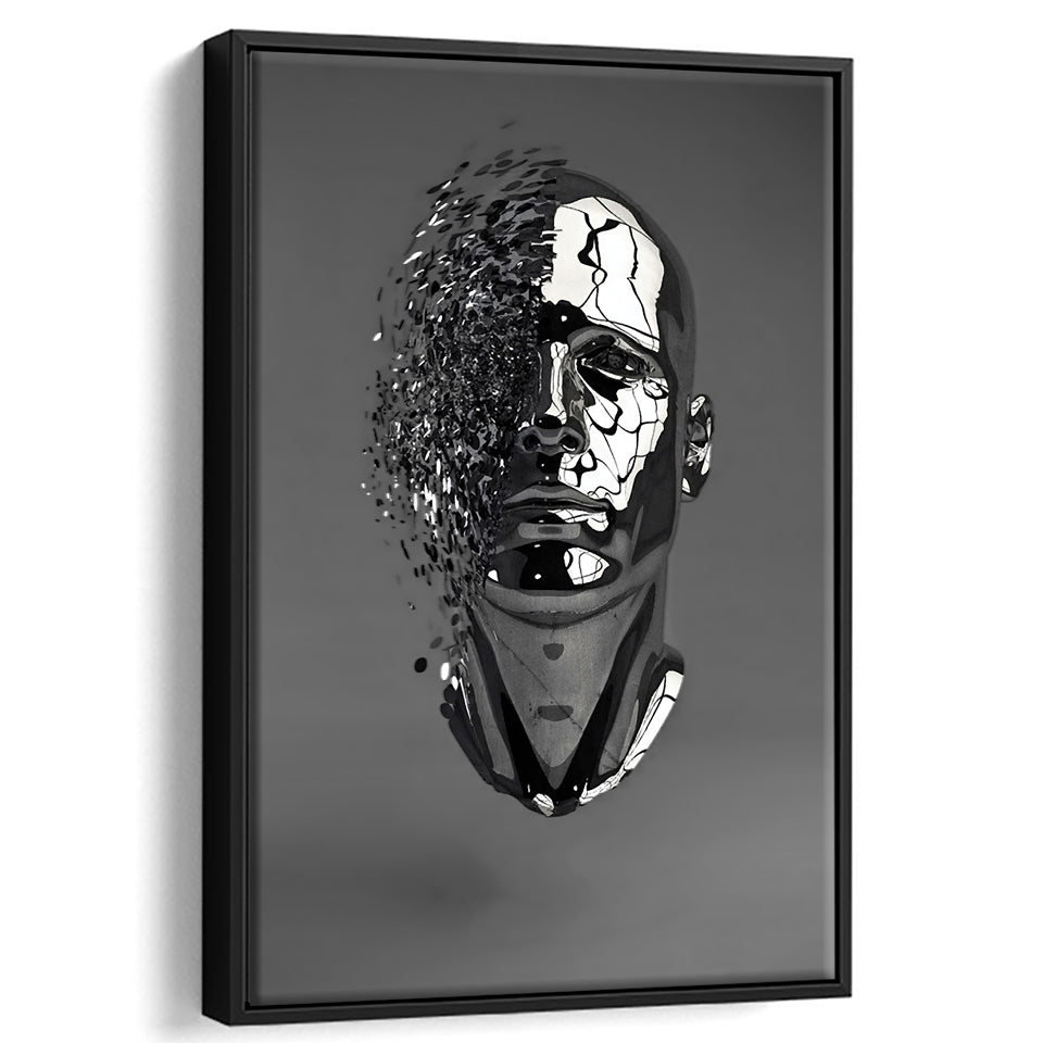 3D Effect Art Abstract Face V1 Framed Canvas Prints Wall Art - Painting Canvas, Floating Frame, Painting Prints, For Sale