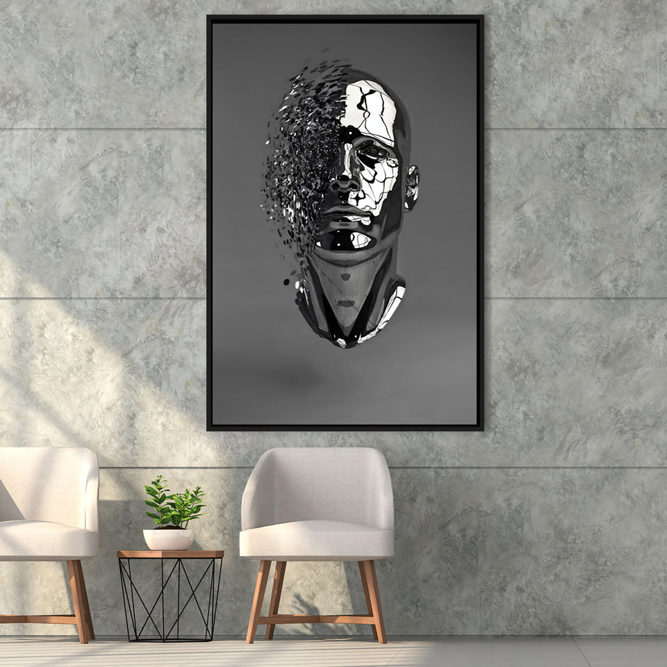 3D Effect Art Abstract Face V1 Framed Canvas Prints Wall Art - Painting Canvas, Floating Frame, Painting Prints, For Sale