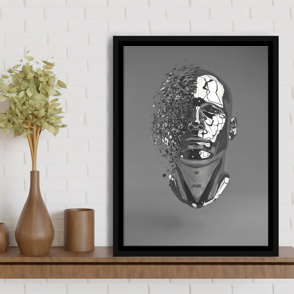 3D Effect Art Abstract Face V1 Framed Canvas Prints Wall Art - Painting Canvas, Floating Frame, Painting Prints, For Sale