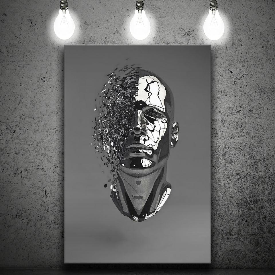 3D Effect Art Abstract Face V1 Canvas Prints Wall Art - Painting Canvas, Home Wall Decor, Painting Prints, For Sale