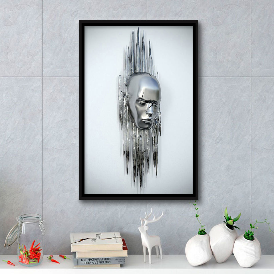 3D Effect Art Abstract Face Framed Canvas Prints Wall Art - Painting Canvas, Floating Frame, Painting Prints, For Sale