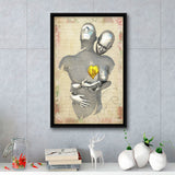 3D Effect Art Love Gold Heart Floral Paper V1 Framed Canvas Prints Wall Art - Painting Canvas,Floating Frame, Home Wall Decor