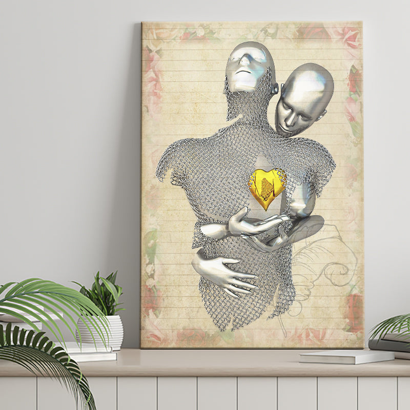 3D Effect Art Love Gold Heart Floral Paper V1 Canvas Prints Wall Art - Painting Canvas, Home Wall Decor, For Sale