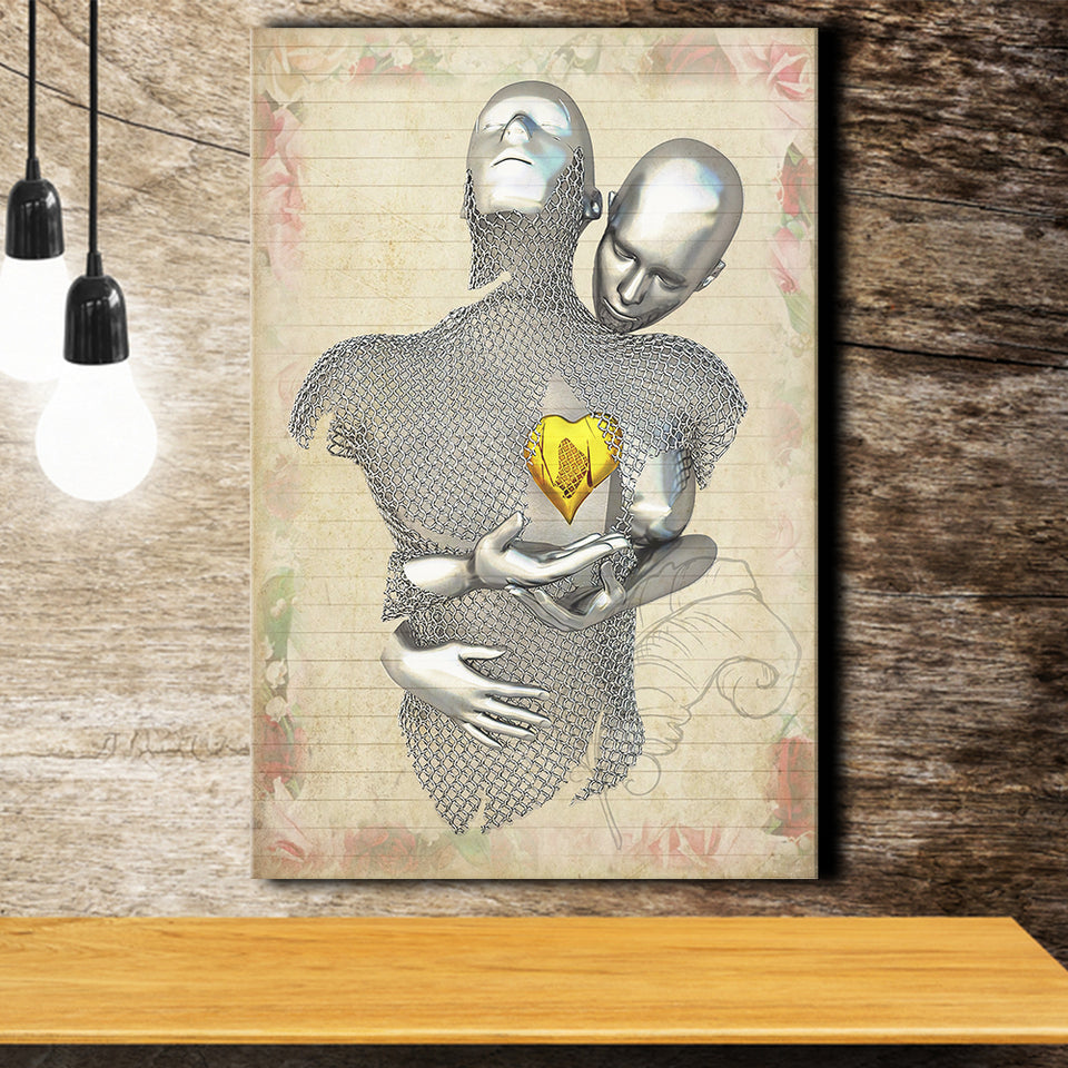 3D Effect Art Love Gold Heart Floral Paper V1 Canvas Prints Wall Art - Painting Canvas, Home Wall Decor, For Sale