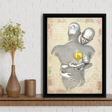 3D Effect Art Love Gold Heart Floral Paper V1 Framed Canvas Prints Wall Art - Painting Canvas,Floating Frame, Home Wall Decor