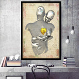 3D Effect Art Love Gold Heart Floral Paper V1 Framed Art Print Wall Decor - Painting Art,Framed Picture,Wall Art