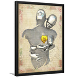 3D Effect Art Love Gold Heart Floral Paper V1 Framed Art Print Wall Decor - Painting Art,Framed Picture,Wall Art
