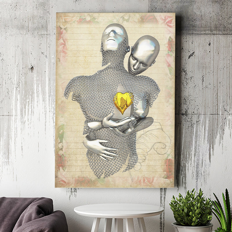 3D Effect Art Love Gold Heart Floral Paper V1 Canvas Prints Wall Art - Painting Canvas, Home Wall Decor, For Sale