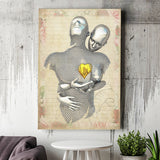 3D Effect Art Love Gold Heart Floral Paper V1 Canvas Prints Wall Art - Painting Canvas, Home Wall Decor, For Sale