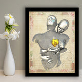 3D Effect Art Love Gold Heart Floral Paper V1 Framed Art Print Wall Decor - Painting Art,Framed Picture,Wall Art