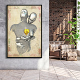 3D Effect Art Love Gold Heart Floral Paper V1 Framed Canvas Prints Wall Art - Painting Canvas,Floating Frame, Home Wall Decor