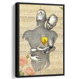 3D Effect Art Love Gold Heart Floral Paper Lyric Song V1 Framed Canvas Prints Wall Art - Painting Canvas,Floating Frame, Wall Decor
