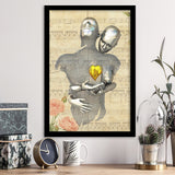 3D Effect Art Love Gold Heart Floral Paper Lyric Song V1 Framed Art Print Wall Decor - Painting Art,Framed Picture,Wall Art