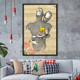 3D Effect Art Love Gold Heart Floral Paper Lyric Song V1 Framed Art Print Wall Decor - Painting Art,Framed Picture,Wall Art