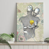 3D Effect Art Love Gold Heart Floral Paper Lyric Song V2 Canvas Prints Wall Art - Painting Canvas, Home Wall Decor, For Sale