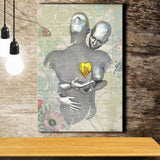 3D Effect Art Love Gold Heart Floral Paper Lyric Song V2 Canvas Prints Wall Art - Painting Canvas, Home Wall Decor, For Sale