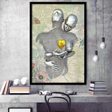 3D Effect Art Love Gold Heart Floral Paper Lyric Song V2 Framed Art Print Wall Decor - Painting Art,Framed Picture,Wall Art