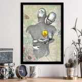 3D Effect Art Love Gold Heart Floral Paper Lyric Song V2 Framed Art Print Wall Decor - Painting Art,Framed Picture,Wall Art
