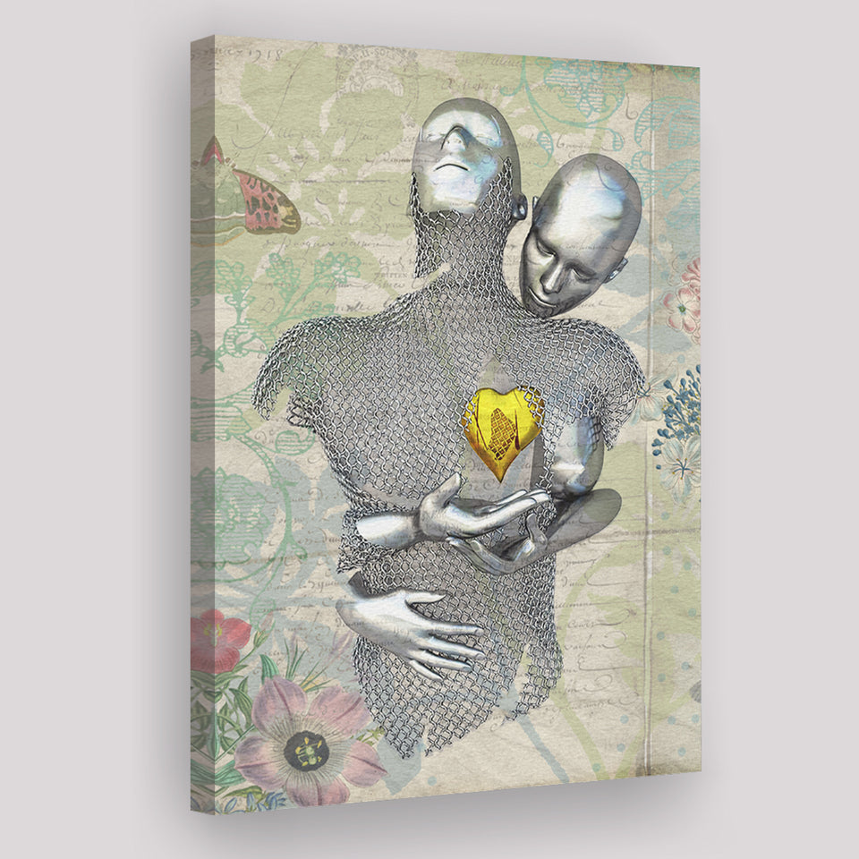 3D Effect Art Love Gold Heart Floral Paper Lyric Song V2 Canvas Prints Wall Art - Painting Canvas, Home Wall Decor, For Sale