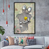 3D Effect Art Love Gold Heart Floral Paper Lyric Song V2 Framed Art Print Wall Decor - Painting Art,Framed Picture,Wall Art