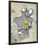 3D Effect Art Love Gold Heart Floral Paper Lyric Song V2 Framed Art Print Wall Decor - Painting Art,Framed Picture,Wall Art
