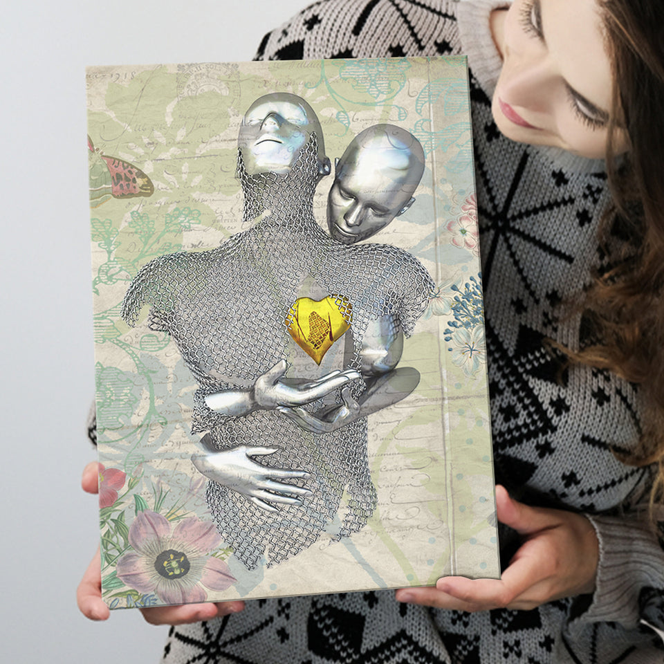 3D Effect Art Love Gold Heart Floral Paper Lyric Song V2 Canvas Prints Wall Art - Painting Canvas, Home Wall Decor, For Sale