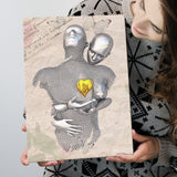 3D Effect Art Love Gold Heart Floral Paper Lyric Song V3 Canvas Prints Wall Art - Painting Canvas, Home Wall Decor, For Sale