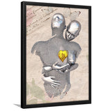 3D Effect Art Love Gold Heart Floral Paper Lyric Song V3 Framed Art Print Wall Decor - Painting Art,Framed Picture,Wall Art