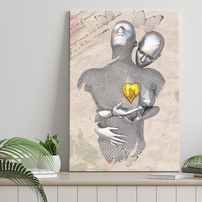 3D Effect Art Love Gold Heart Floral Paper Lyric Song V3 Canvas Prints Wall Art - Painting Canvas, Home Wall Decor, For Sale