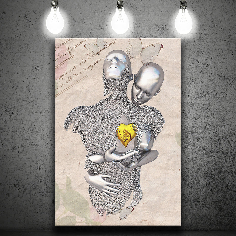 3D Effect Art Love Gold Heart Floral Paper Lyric Song V3 Canvas Prints Wall Art - Painting Canvas, Home Wall Decor, For Sale