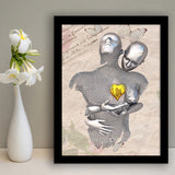 3D Effect Art Love Gold Heart Floral Paper Lyric Song V3 Framed Art Print Wall Decor - Painting Art,Framed Picture,Wall Art