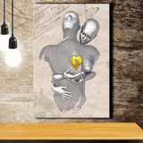 3D Effect Art Love Gold Heart Floral Paper Lyric Song V3 Canvas Prints Wall Art - Painting Canvas, Home Wall Decor, For Sale