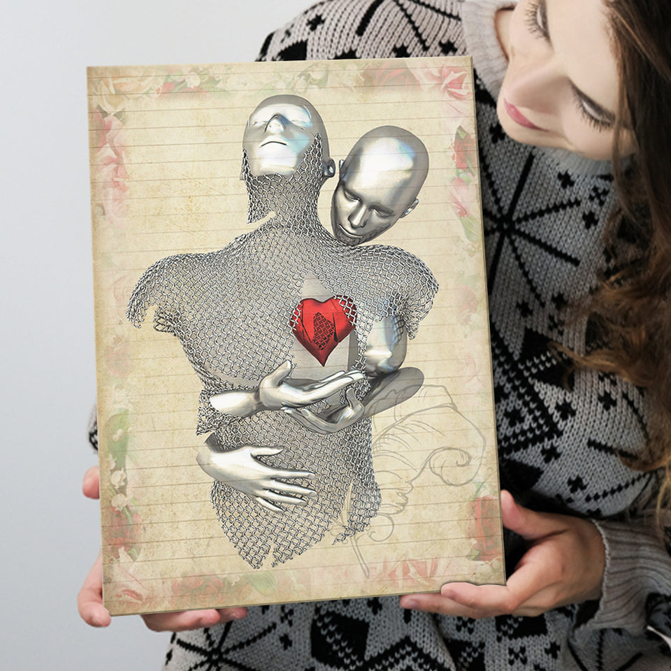 3D Effect Art Love Red Moon Heart Floral Paper V1 Canvas Prints Wall Art - Painting Canvas, Home Wall Decor, For Sale