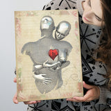 3D Effect Art Love Red Moon Heart Floral Paper V1 Canvas Prints Wall Art - Painting Canvas, Home Wall Decor, For Sale