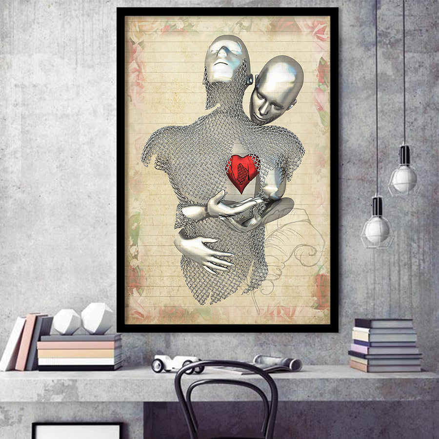 3D Effect Art Love Red Moon Heart Floral Paper V1 Framed Art Print Wall Decor - Painting Art,Framed Picture,Wall Art