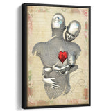 3D Effect Art Love Red Moon Heart Floral Paper V1 Framed Canvas Prints Wall Art - Painting Canvas,Floating Frame, Home Wall Decor