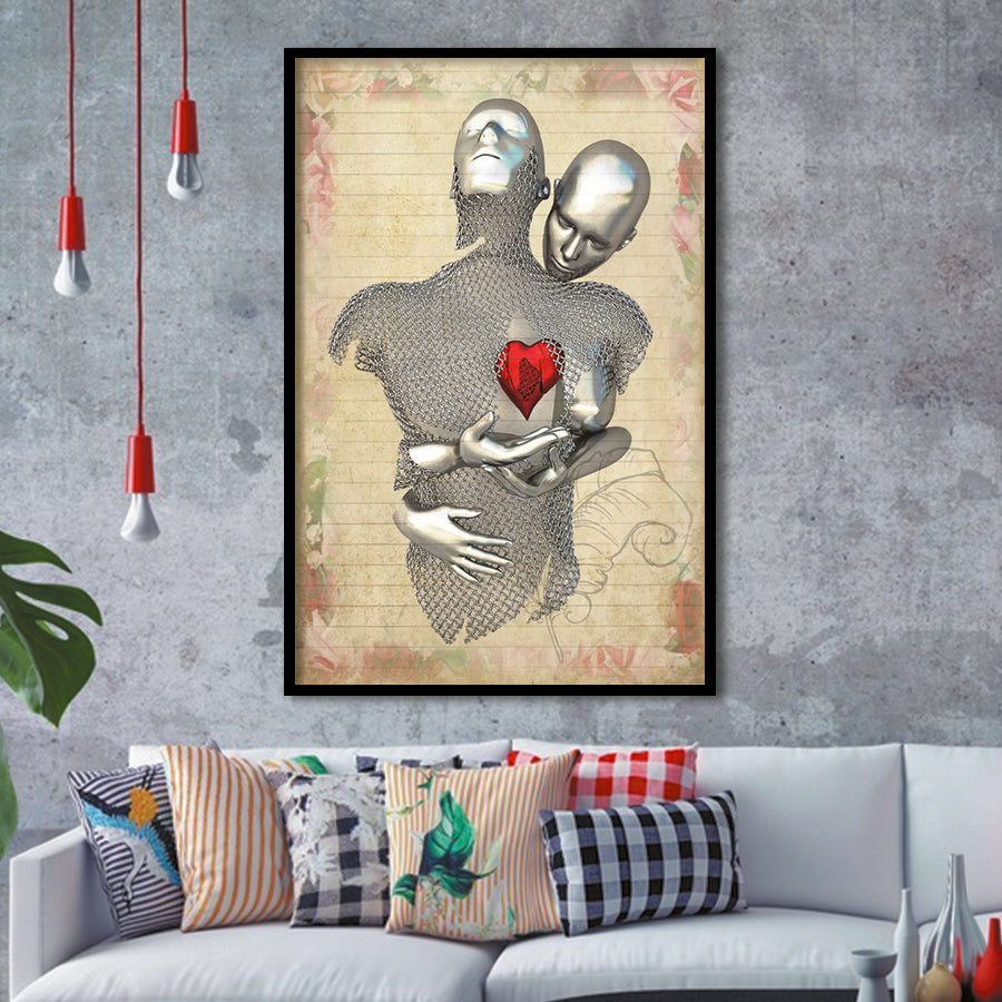 3D Effect Art Love Red Moon Heart Floral Paper V1 Framed Art Print Wall Decor - Painting Art,Framed Picture,Wall Art