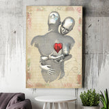 3D Effect Art Love Red Moon Heart Floral Paper V1 Canvas Prints Wall Art - Painting Canvas, Home Wall Decor, For Sale