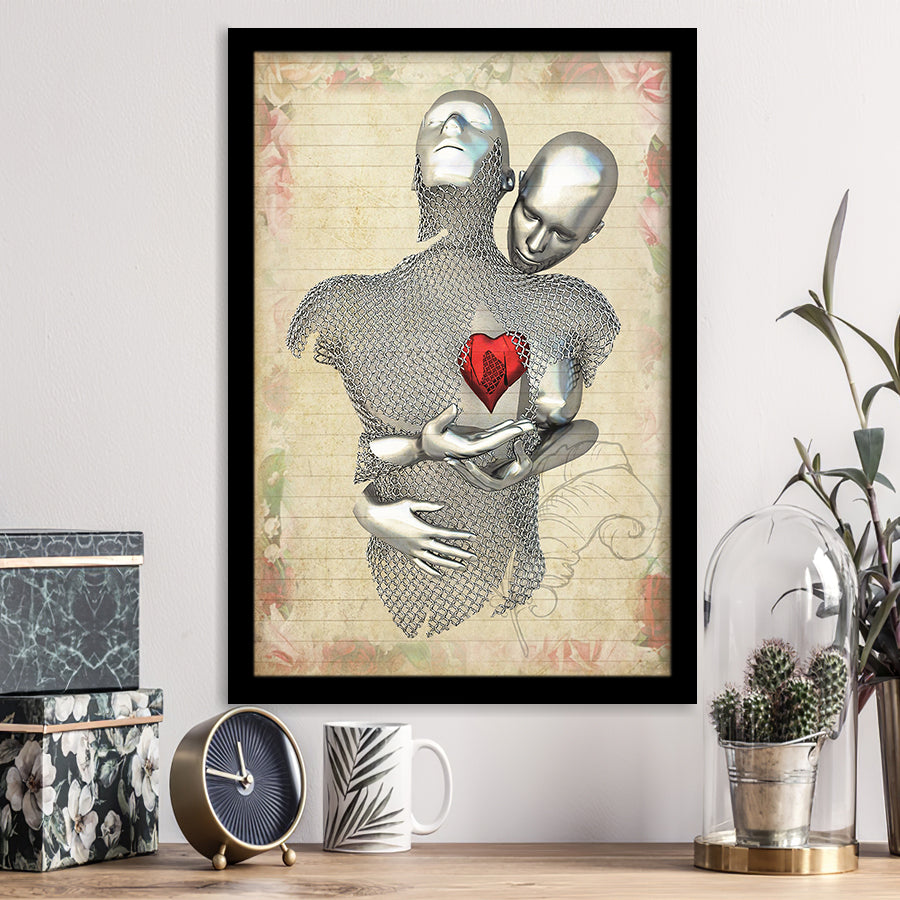 3D Effect Art Love Red Moon Heart Floral Paper V1 Framed Art Print Wall Decor - Painting Art,Framed Picture,Wall Art
