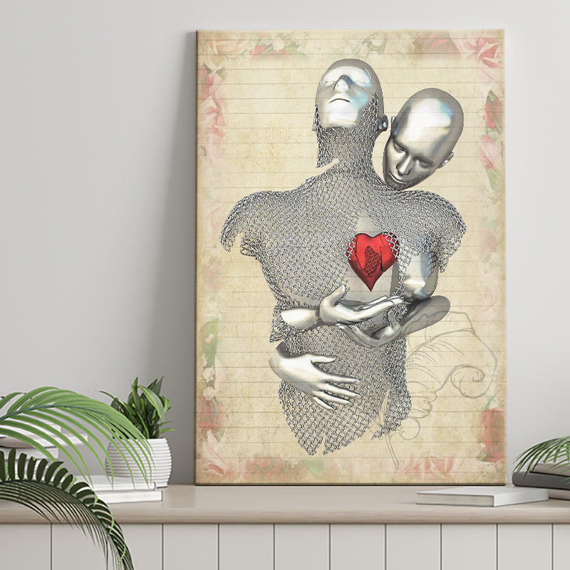 3D Effect Art Love Red Moon Heart Floral Paper V1 Canvas Prints Wall Art - Painting Canvas, Home Wall Decor, For Sale