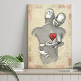 3D Effect Art Love Red Moon Heart Floral Paper V1 Canvas Prints Wall Art - Painting Canvas, Home Wall Decor, For Sale