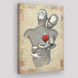 3D Effect Art Love Red Moon Heart Floral Paper V1 Canvas Prints Wall Art - Painting Canvas, Home Wall Decor, For Sale