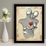 3D Effect Art Love Red Moon Heart Floral Paper V1 Framed Art Print Wall Decor - Painting Art,Framed Picture,Wall Art