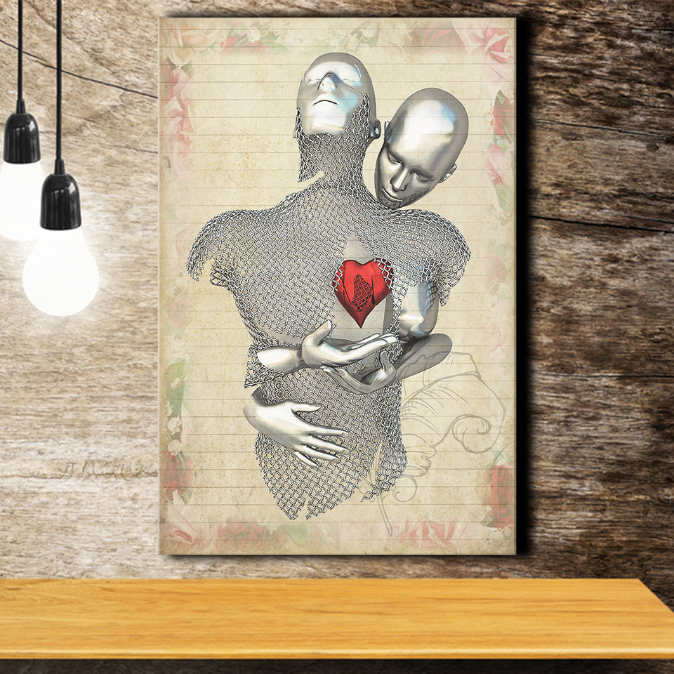 3D Effect Art Love Red Moon Heart Floral Paper V1 Canvas Prints Wall Art - Painting Canvas, Home Wall Decor, For Sale